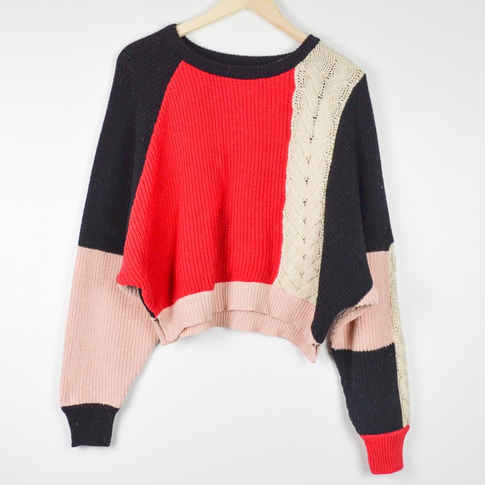 Color Block Charlotte Russe Crop Sweater